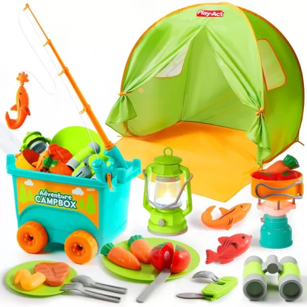 Kids Camping Set with Tent Camping Wagon Toy Toddler Adventure Playset for Boys Camping Gear Toys for Kids Indoor Outdoor Pretend Play Gift Idea for Boys Girls Age 3456 Year Old