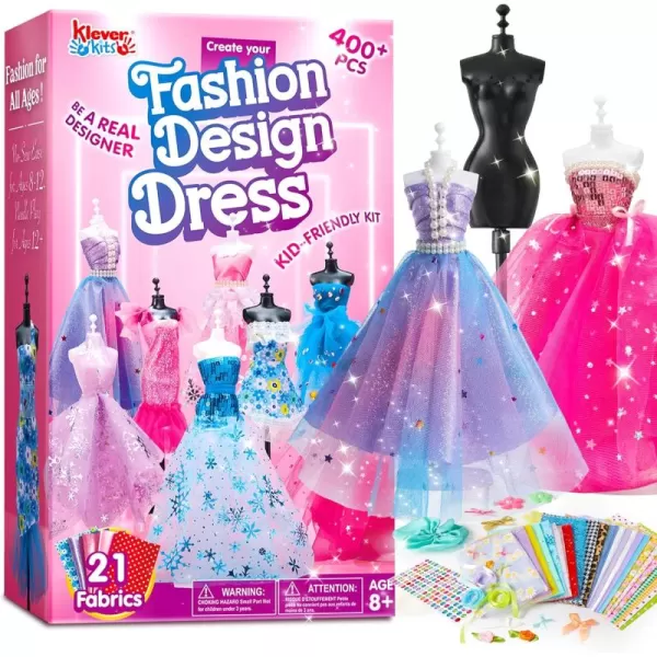 Klever Kits 400PCS Fashion Design Crafts for Kids Art and Crafts Toy DIY Sewing Crafts with 3 Mannequins for Girls Aged 812 Birthday Christmas Presents