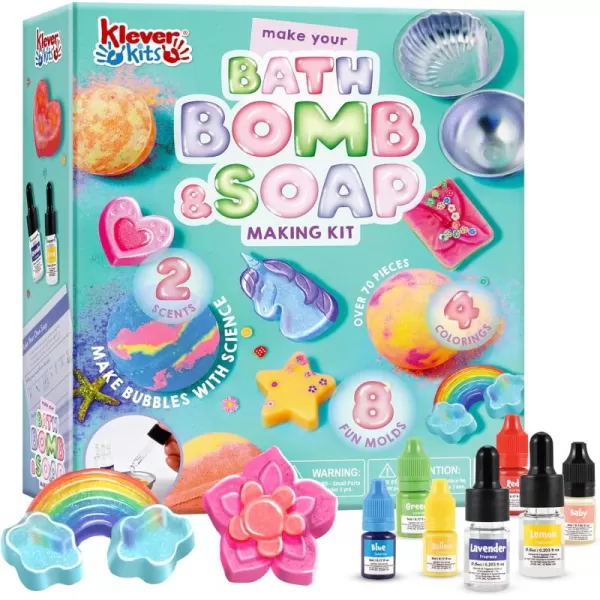 Klever Kits Bath Bomb Soap Making Kit for Kids 2in1 Spa Science Kits DIY Make Your Own Bath Bombs ampamp Soap Spa Kit for Kids Gifts Toys for Toddler Kid Birthday Present