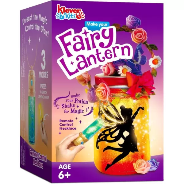 Klever Kits DIY Fairy Lantern Craft Kit  Birthday Gifts with Remote Control Fairy Potion Necklace 2in1 Jar Night Light Halloween Garden Creative Activities Fairy Toys Crafts for Girls Age 6