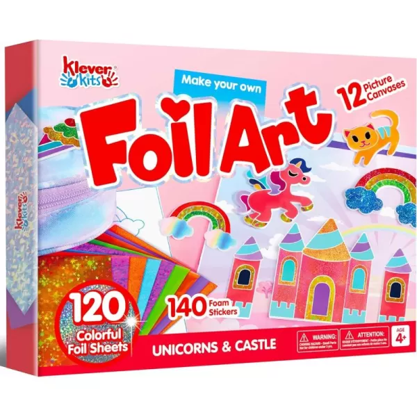 Klever Kits Foil Art Kit for Kids  Arts ampamp Crafts Supplies Mess Free Coloring Foil Foam Stickers Creative Travel Toys Birthday Gifts for Boys ampamp Girls Ages 4 and Up