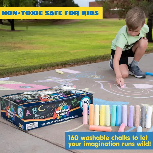 160 PCS Sidewalk Chalks Set NonToxic Washable Jumbo Chalk for Outdoor Art Play Painting on Chalkboard Blackboard and Playground