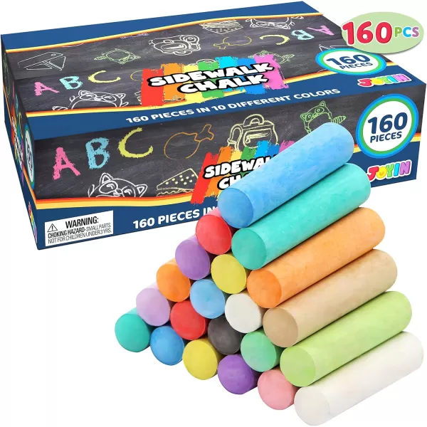 160 PCS Sidewalk Chalks Set NonToxic Washable Jumbo Chalk for Outdoor Art Play Painting on Chalkboard Blackboard and Playground