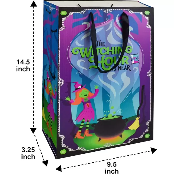 JOYIN 12 Pcs Halloween Tote Bag for TrickorTreating Paper Candy Bags in 4 Designs for for Kids Halloween Party Favor Plastic Snacks Stuffers Bag for Party Supplies