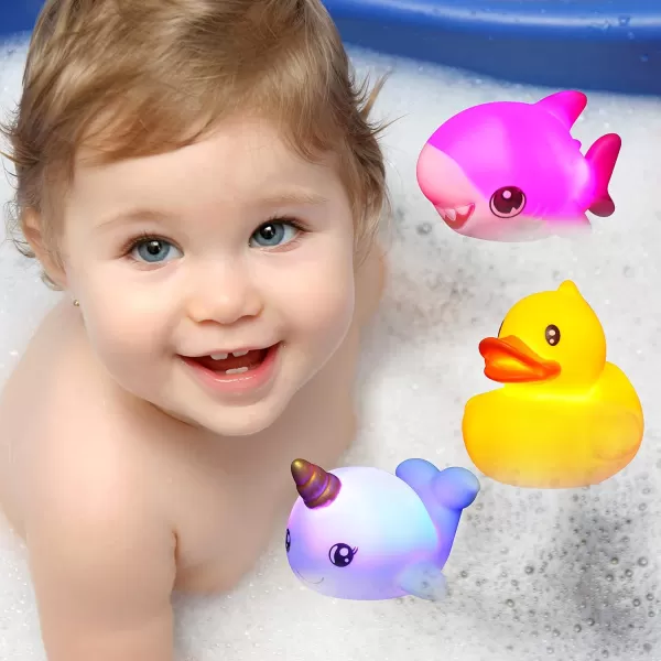 JOYIN 12Pcs Light Up Bath Toys Toddler Flashing Colourful LED Bathtub Mermaid Toy Baby Bathtime Floating Rubber Shower Toy for Infant Baby Kids Boy Girl Birthday Valentines Gift Swimming Pool Party