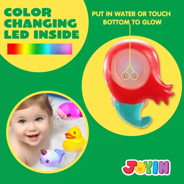 JOYIN 12Pcs Light Up Bath Toys Toddler Flashing Colourful LED Bathtub Mermaid Toy Baby Bathtime Floating Rubber Shower Toy for Infant Baby Kids Boy Girl Birthday Valentines Gift Swimming Pool Party