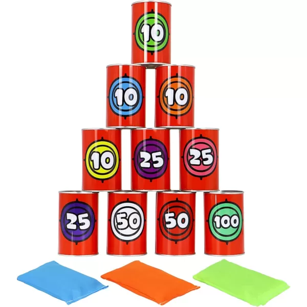 JOYIN 13 Pcs Carnival Bean Bag Toss Knockdown Can Game Set Holiday ampamp Birthday Party Games Outdoor Lawn Yard Activity for Kids Party Favors Easter Egg Hunt for Classroom Gifts Monster StyleNumber