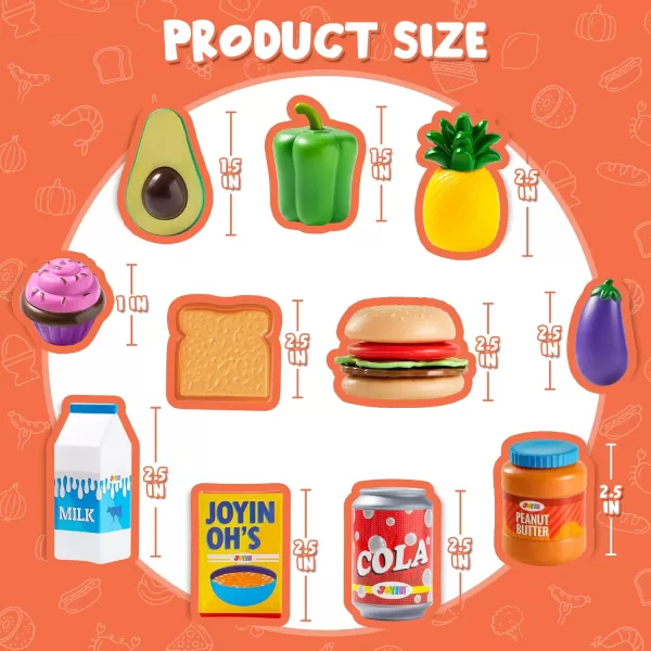 JOYIN 135Pcs Kids Play Food Set Value Pretend Food for Play Kitchen with Fruit Vegetable Food Can Dessert Tableware Bottles Dramatic Plastic Food Toys for Toddler Boys Girls 3 Years