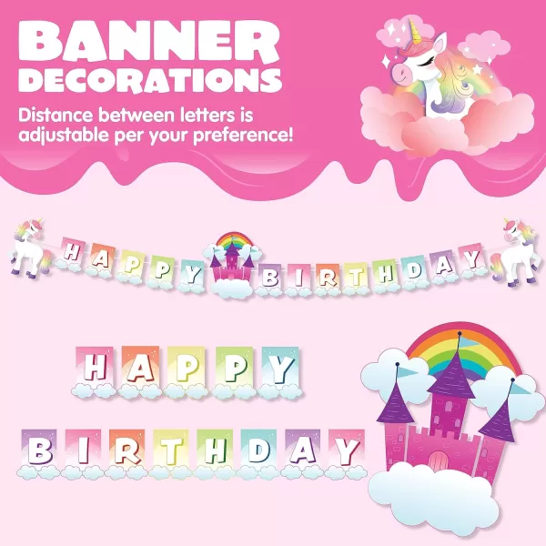 JOYIN 145 Pcs Unicorn Birthday Party Supplies with Unicorn Banner for Girls 24 Serves Unicorn Disposable Tableware Set with Plates  Cups Napkins and Cutlery Sets for Unicorn Themes Party Kids 2 3Unicorn