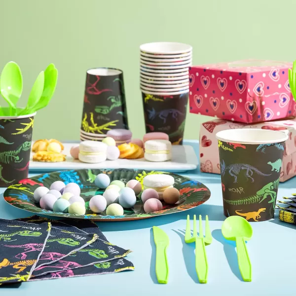 JOYIN 145 Pcs Unicorn Birthday Party Supplies with Unicorn Banner for Girls 24 Serves Unicorn Disposable Tableware Set with Plates  Cups Napkins and Cutlery Sets for Unicorn Themes Party Kids 2 3Dinosaur
