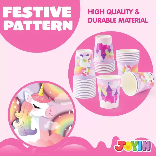 JOYIN 145 Pcs Unicorn Birthday Party Supplies with Unicorn Banner for Girls 24 Serves Unicorn Disposable Tableware Set with Plates  Cups Napkins and Cutlery Sets for Unicorn Themes Party Kids 2 3Unicorn