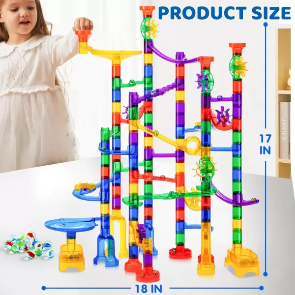 JOYIN 170Pcs Glowing Marble Run Construction Building Blocks Toys with 5 Glow in The Dark Glass Marbles STEM Educational Building Block Toy120 Plastic Pieces  50 Glass Marbles170Super Set