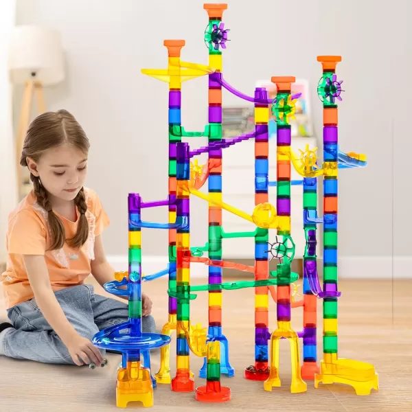 JOYIN 170Pcs Glowing Marble Run Construction Building Blocks Toys with 5 Glow in The Dark Glass Marbles STEM Educational Building Block Toy120 Plastic Pieces  50 Glass Marbles170Super Set
