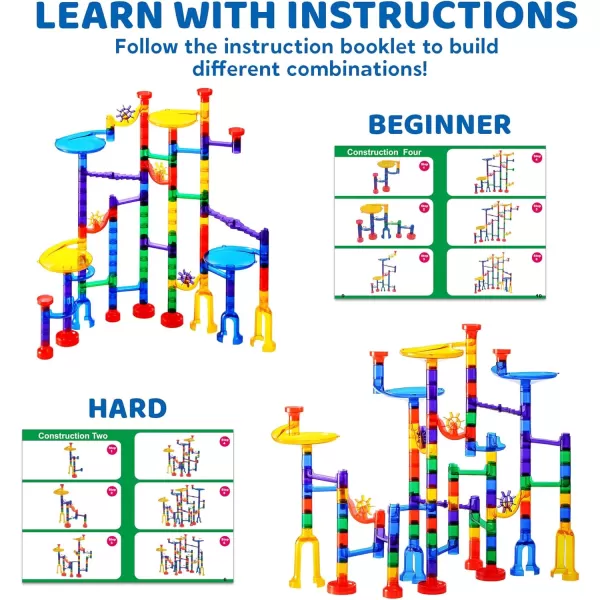 JOYIN 170Pcs Glowing Marble Run Construction Building Blocks Toys with 5 Glow in The Dark Glass Marbles STEM Educational Building Block Toy120 Plastic Pieces  50 Glass MarblesSuper Set