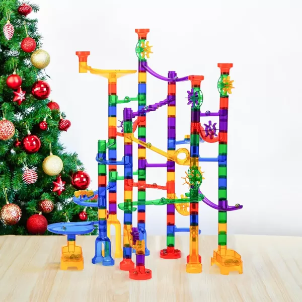JOYIN 170Pcs Glowing Marble Run Construction Building Blocks Toys with 5 Glow in The Dark Glass Marbles STEM Educational Building Block Toy120 Plastic Pieces  50 Glass Marbles170Super Set