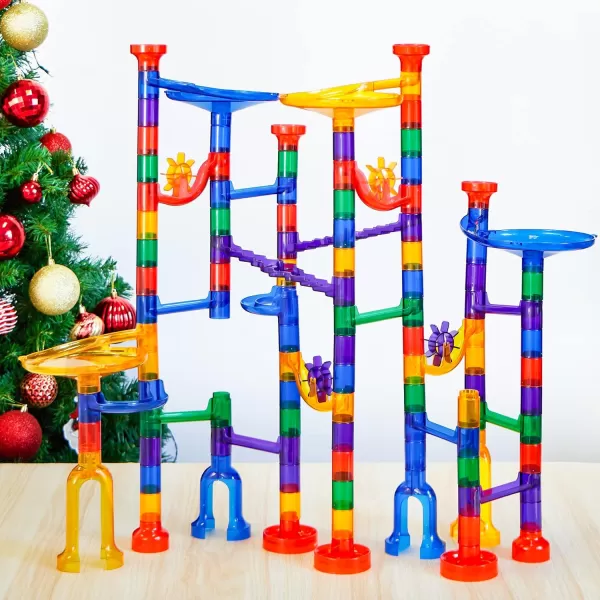 JOYIN 170Pcs Glowing Marble Run Construction Building Blocks Toys with 5 Glow in The Dark Glass Marbles STEM Educational Building Block Toy120 Plastic Pieces  50 Glass MarblesSuper Set