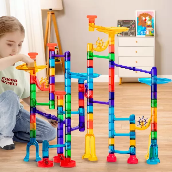 JOYIN 170Pcs Glowing Marble Run Construction Building Blocks Toys with 5 Glow in The Dark Glass Marbles STEM Educational Building Block Toy120 Plastic Pieces  50 Glass MarblesSuper Set
