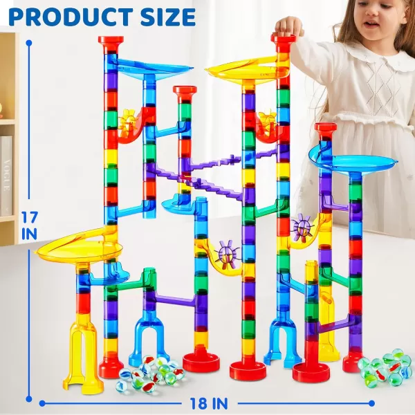 JOYIN 170Pcs Glowing Marble Run Construction Building Blocks Toys with 5 Glow in The Dark Glass Marbles STEM Educational Building Block Toy120 Plastic Pieces  50 Glass MarblesSuper Set