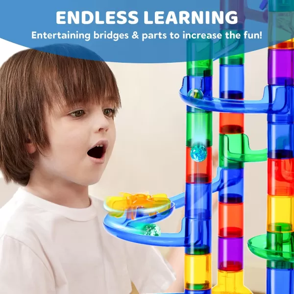 JOYIN 170Pcs Glowing Marble Run Construction Building Blocks Toys with 5 Glow in The Dark Glass Marbles STEM Educational Building Block Toy120 Plastic Pieces  50 Glass Marbles170Super Set