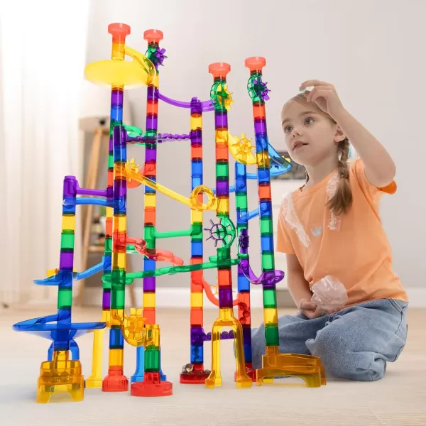 JOYIN 170Pcs Glowing Marble Run Construction Building Blocks Toys with 5 Glow in The Dark Glass Marbles STEM Educational Building Block Toy120 Plastic Pieces  50 Glass Marbles170Super Set