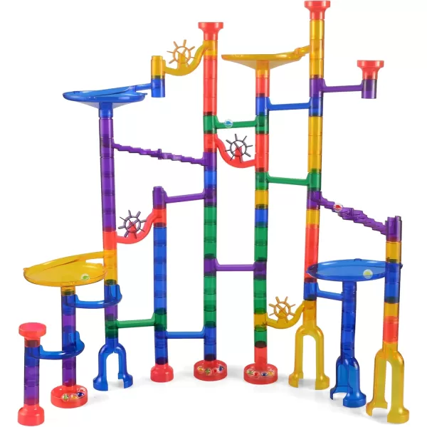 JOYIN 170Pcs Glowing Marble Run Construction Building Blocks Toys with 5 Glow in The Dark Glass Marbles STEM Educational Building Block Toy120 Plastic Pieces  50 Glass MarblesSuper Set