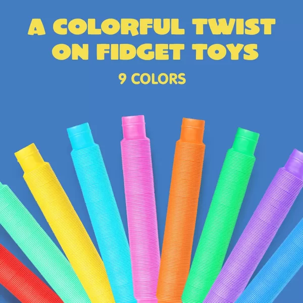 JOYIN 18 Pack Pop Tubes Sensory ToysSmall Fidget Tubes Party Favors  9 Colors Connectable and Extendable for Stress Relief  Perfect for Party Classroom Exchange School RewardLarge