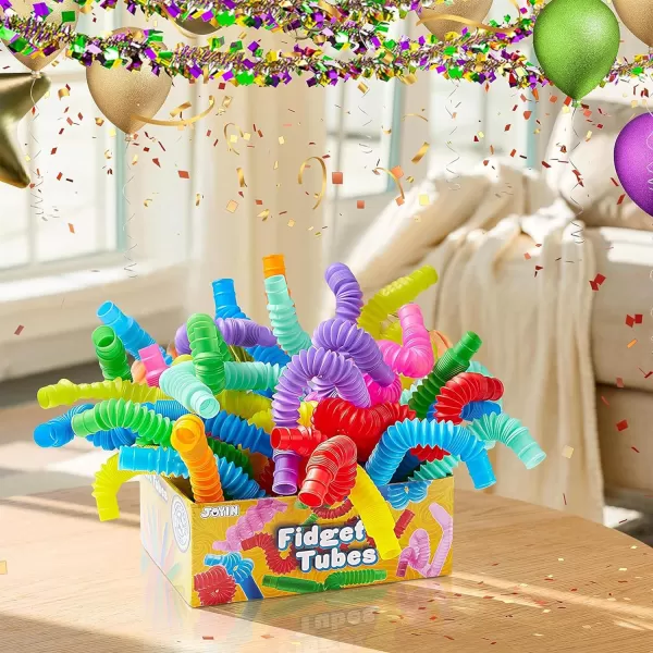 JOYIN 18 Pack Pop Tubes Sensory ToysSmall Fidget Tubes Party Favors  9 Colors Connectable and Extendable for Stress Relief  Perfect for Party Classroom Exchange School RewardSmall