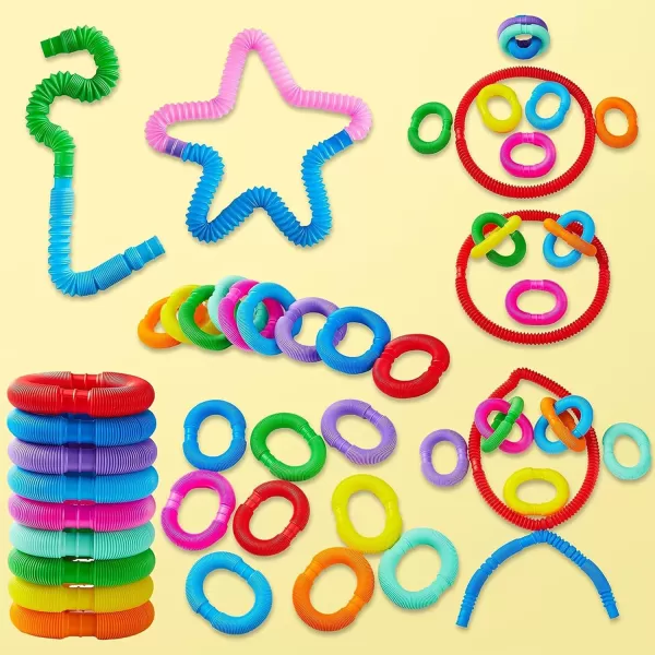 JOYIN 18 Pack Pop Tubes Sensory ToysSmall Fidget Tubes Party Favors  9 Colors Connectable and Extendable for Stress Relief  Perfect for Party Classroom Exchange School RewardSmall
