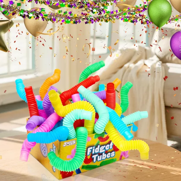 JOYIN 18 Pack Pop Tubes Sensory ToysSmall Fidget Tubes Party Favors  9 Colors Connectable and Extendable for Stress Relief  Perfect for Party Classroom Exchange School RewardLarge