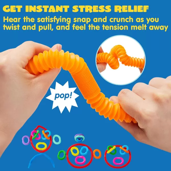 JOYIN 18 Pack Pop Tubes Sensory ToysSmall Fidget Tubes Party Favors  9 Colors Connectable and Extendable for Stress Relief  Perfect for Party Classroom Exchange School RewardSmall