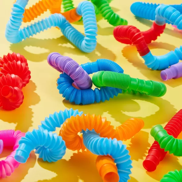 JOYIN 18 Pack Pop Tubes Sensory ToysSmall Fidget Tubes Party Favors  9 Colors Connectable and Extendable for Stress Relief  Perfect for Party Classroom Exchange School RewardLarge