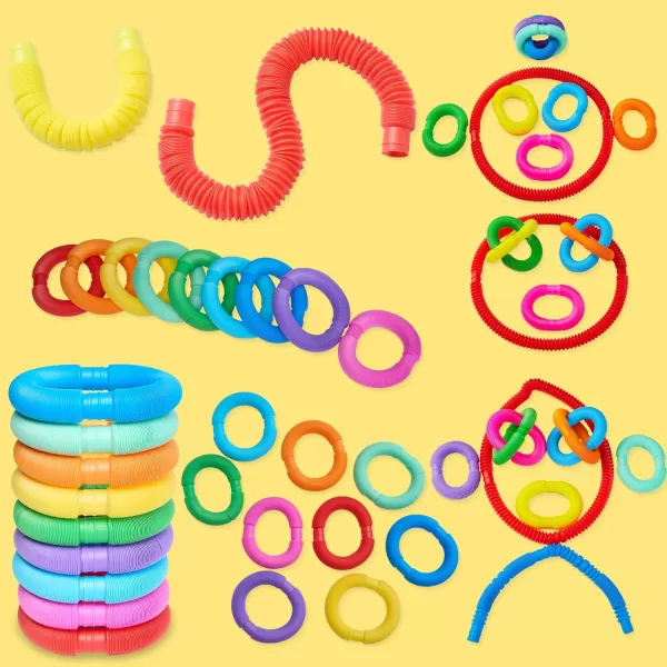 JOYIN 18 Pack Pop Tubes Sensory ToysSmall Fidget Tubes Party Favors  9 Colors Connectable and Extendable for Stress Relief  Perfect for Party Classroom Exchange School RewardLarge