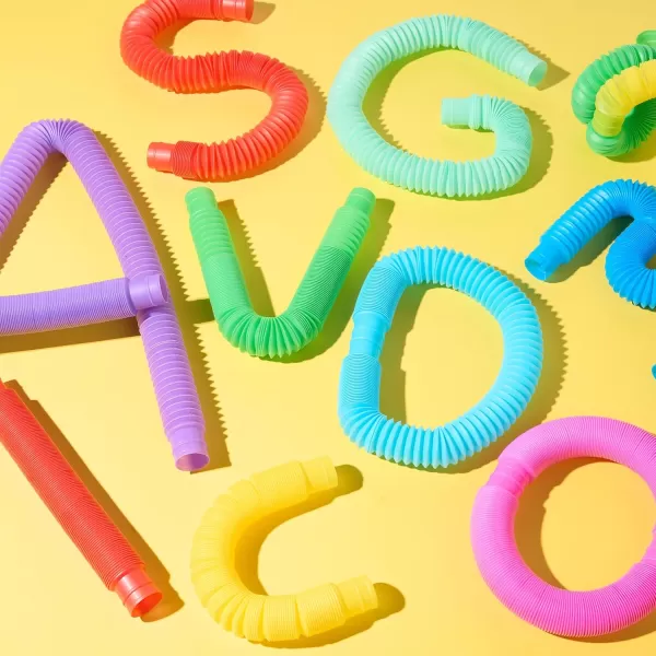 JOYIN 18 Pack Pop Tubes Sensory ToysSmall Fidget Tubes Party Favors  9 Colors Connectable and Extendable for Stress Relief  Perfect for Party Classroom Exchange School RewardLarge