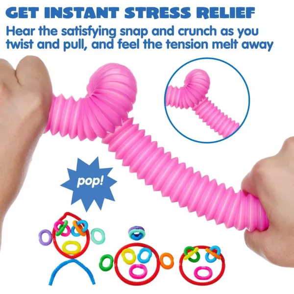 JOYIN 18 Pack Pop Tubes Sensory ToysSmall Fidget Tubes Party Favors  9 Colors Connectable and Extendable for Stress Relief  Perfect for Party Classroom Exchange School RewardLarge