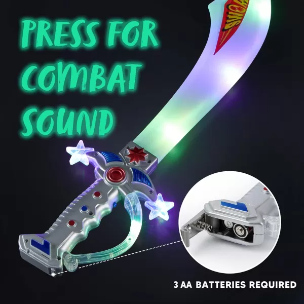 JOYIN 2 Deluxe Pirate 195quot LED Light Up Flashing Buccaneer Swords with Motion Activated Clanging Sounds for Realistic Buccaneer Pirate Play Halloween Party by Spooktacular Creations