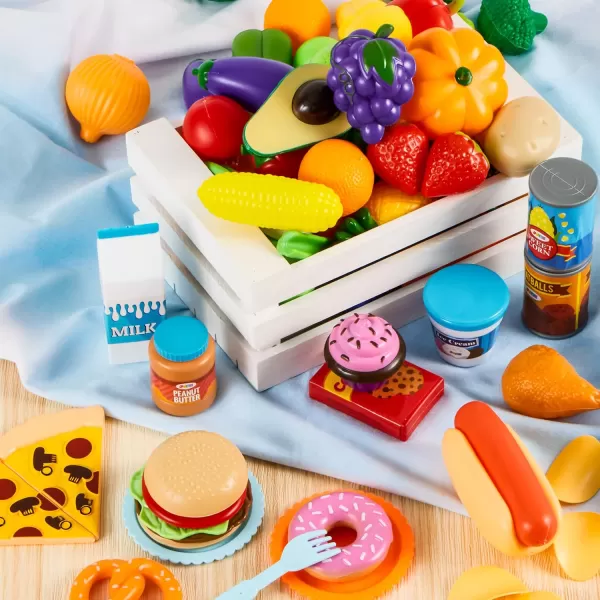 JOYIN 200 Pieces Kids Play Food Deluxe Pretend Food Set Play Toy Food Play Kitchen Accessories with Realistic Colors Toddler Birthday Gift Party Toys