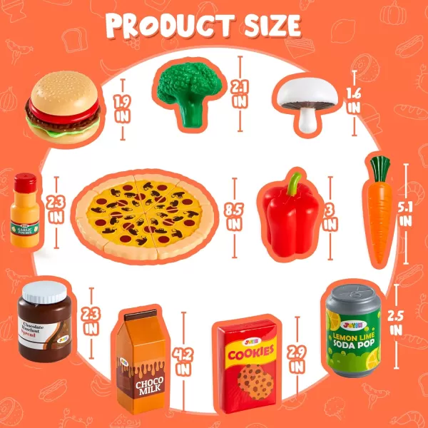 JOYIN 200 Pieces Kids Play Food Deluxe Pretend Food Set Play Toy Food Play Kitchen Accessories with Realistic Colors Toddler Birthday Gift Party Toys