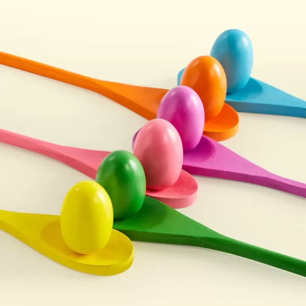 JOYIN 24 PCS Easter Egg and Spoon Race Game Set 12 Players Carnival Game for Kids ampamp Family Activity Holiday Outdoor Yard Easter Egg Hunt Birthday Party Lawn