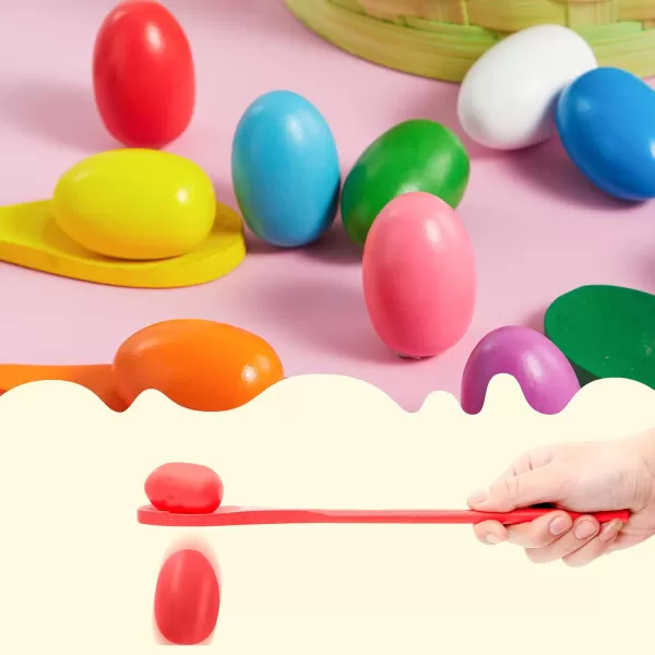JOYIN 24 PCS Easter Egg and Spoon Race Game Set 12 Players Carnival Game for Kids ampamp Family Activity Holiday Outdoor Yard Easter Egg Hunt Birthday Party Lawn