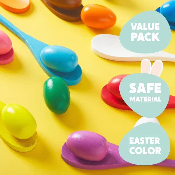 JOYIN 24 PCS Easter Egg and Spoon Race Game Set 12 Players Carnival Game for Kids ampamp Family Activity Holiday Outdoor Yard Easter Egg Hunt Birthday Party Lawn
