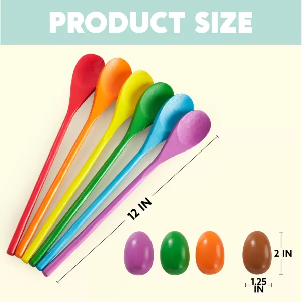 JOYIN 24 PCS Easter Egg and Spoon Race Game Set 12 Players Carnival Game for Kids ampamp Family Activity Holiday Outdoor Yard Easter Egg Hunt Birthday Party Lawn