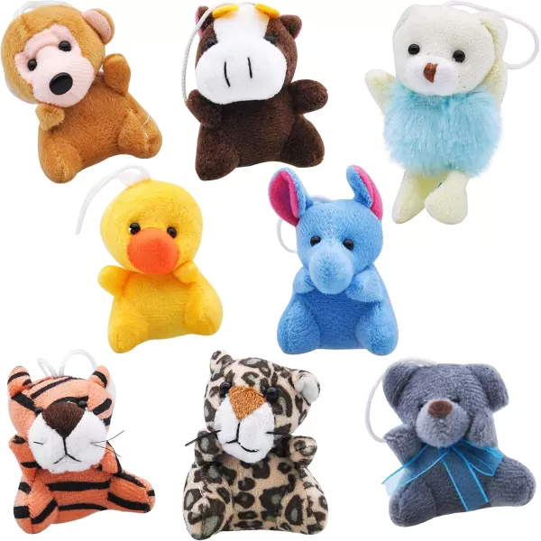 JOYIN 24 Pack Mini Animal Plush Toy Assortment 24 Units 3quot Each Animals Keychain Decoration for Kids Small Stuffed Animal Bulk for Kids Carnival Prizes School Gifts Valentines Day Party FavorsModern