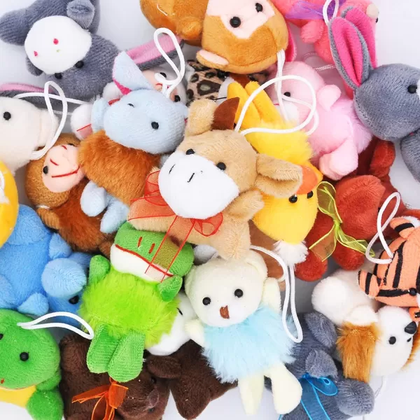 JOYIN 24 Pack Mini Animal Plush Toy Assortment 24 Units 3quot Each Animals Keychain Decoration for Kids Small Stuffed Animal Bulk for Kids Carnival Prizes School Gifts Valentines Day Party FavorsModern