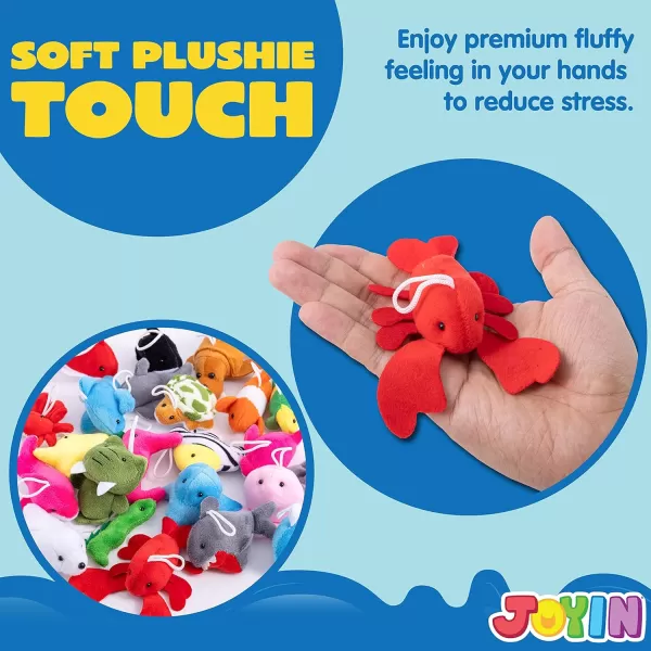 JOYIN 24 Pack Mini Animal Plush Toy Assortment 24 Units 3quot Each Animals Keychain Decoration for Kids Small Stuffed Animal Bulk for Kids Carnival Prizes School Gifts Valentines Day Party FavorsSea Animals