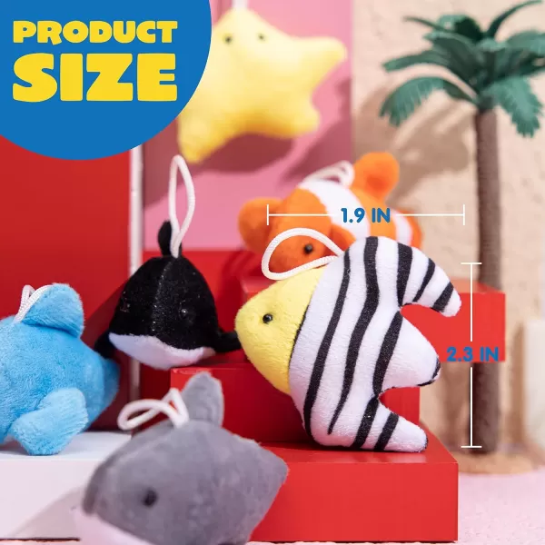 JOYIN 24 Pack Mini Animal Plush Toy Assortment 24 Units 3quot Each Animals Keychain Decoration for Kids Small Stuffed Animal Bulk for Kids Carnival Prizes School Gifts Valentines Day Party FavorsSea Animals
