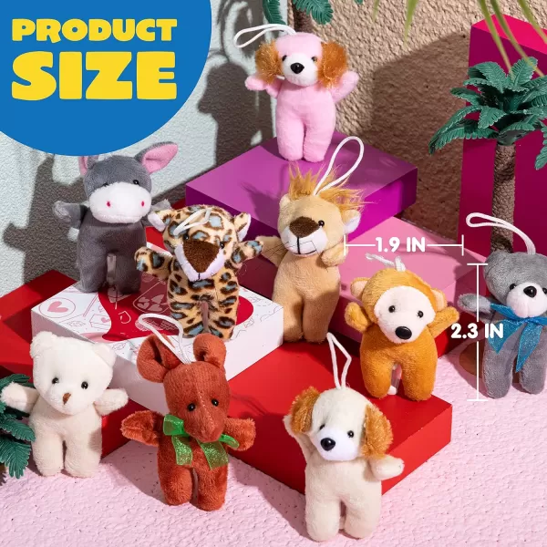 JOYIN 24 Pack Mini Animal Plush Toy Assortment 24 Units 3quot Each Animals Keychain Decoration for Kids Small Stuffed Animal Bulk for Kids Carnival Prizes School Gifts Valentines Day Party FavorsStanding Animals