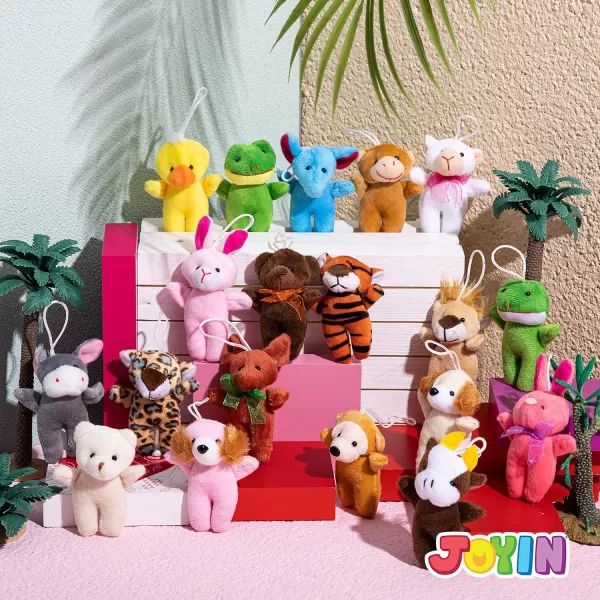 JOYIN 24 Pack Mini Animal Plush Toy Assortment 24 Units 3quot Each Animals Keychain Decoration for Kids Small Stuffed Animal Bulk for Kids Carnival Prizes School Gifts Valentines Day Party FavorsStanding Animals