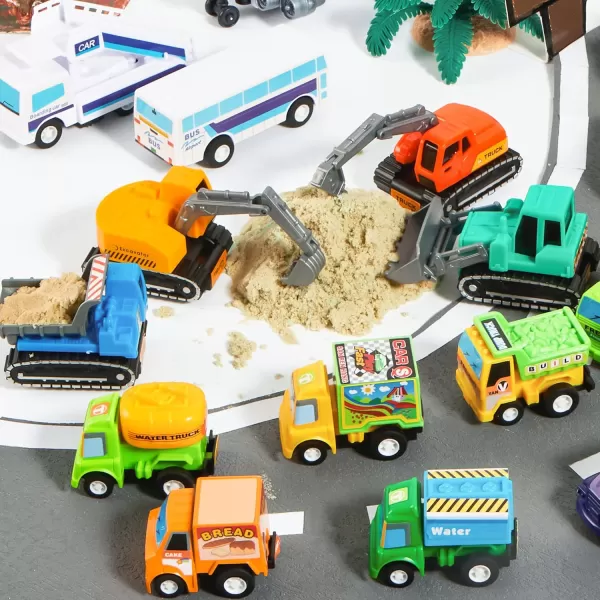 JOYIN 25 Pieces Pull Back Cars and Trucks Toy Vehicles Set for Toddlers Girls and Boys Kids Play Set DieCast Car Set Kids Party Favors Stocking Stuffers Kids Presents Toys