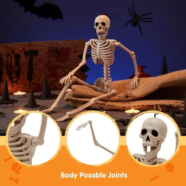 JOYIN 3 PCS 16 Inches Halloween Hanging Skeletons Full Body Posable Joints Movable Plastic Bones for Halloween Party Outdoor Indoor Decor Yard Patio Lawn Garden Props Decorations16 inches