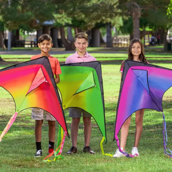 JOYIN 3 Packs Large Delta Kite Orange Green and Purple Easy to Fly Huge Kites for Kids and Adults with 2625 ft Kite String Large Delta Beach Kite for Outdoor Games and Activities